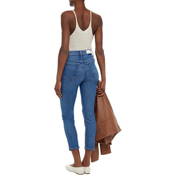 RE/DONE Cropped Faded High-Rise Slim-Leg Jeans Size 29 New with Tags - Picture 7 of 11